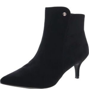 Giani Bernini Black Pointed-Toe Kitten Heel Ankle Boots